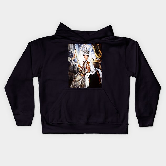 Queen Elizabeth Kids Hoodie by valentinahramov